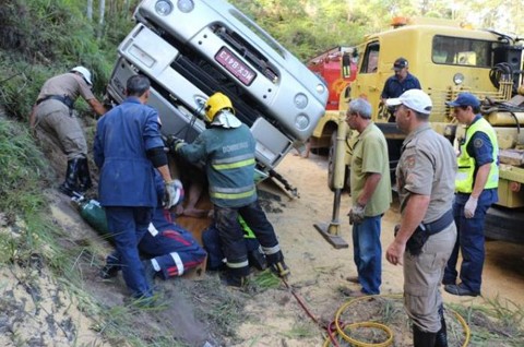 Os bombeiros tiraram tiveram dificuldades para retirar a vítima das ferragens. Foto: Sul In Foco/Divulgação/Notisul