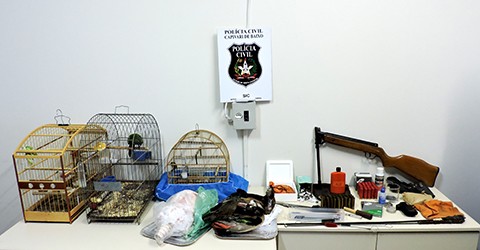 Um tatu, três marrecas, dois pássaros silvestres, além de equipamentos para arma de fogo, estavam na casa  -  Foto:Divulgação/Notisul