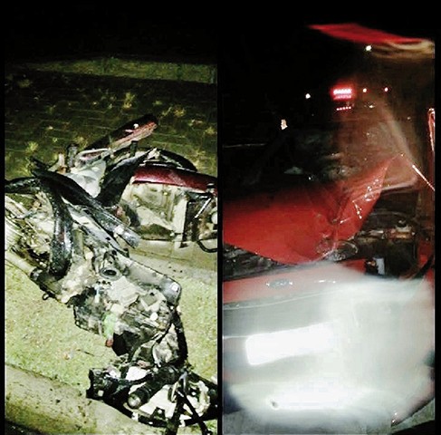 Honda Biz de Ledoir ficou completamente destruída com a batida. - Foto: Divulgação/Notisul