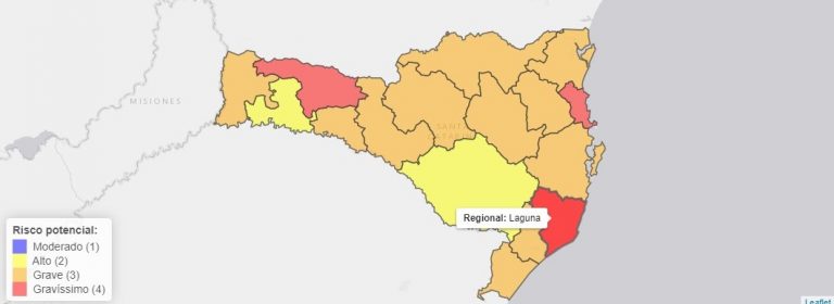 Região de Laguna está entre as três com nível gravíssimo para Covid-19 em SC, aponta mapa de risco do Governo