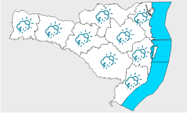 Previsão para terça-feira é de chuva isolada em Santa Catarina