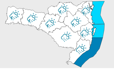 Semana termina com pancadas de chuva isoladas em Santa Catarina