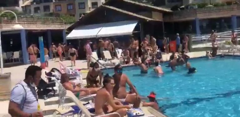 No 1º dia de lockdown para frear o Covid-19, hotel na Capital libera a piscina para hóspedes