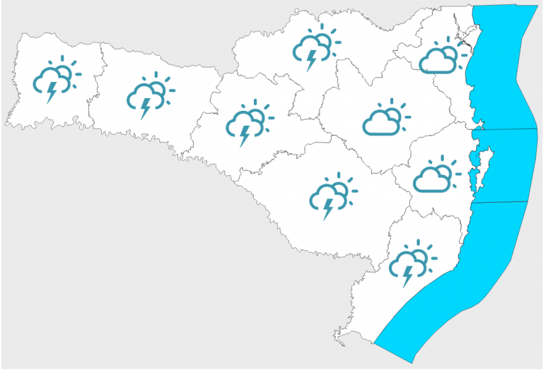 Domingo tem previsão de temporais isolados em Santa Catarina