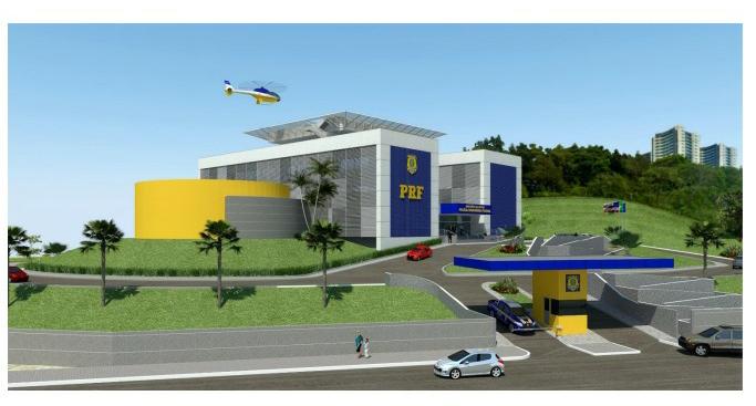 #PraCegoVer Na foto, um esquema arquitetônico que mostra como será o novo prédio-sede da PRF em Santa Catarina