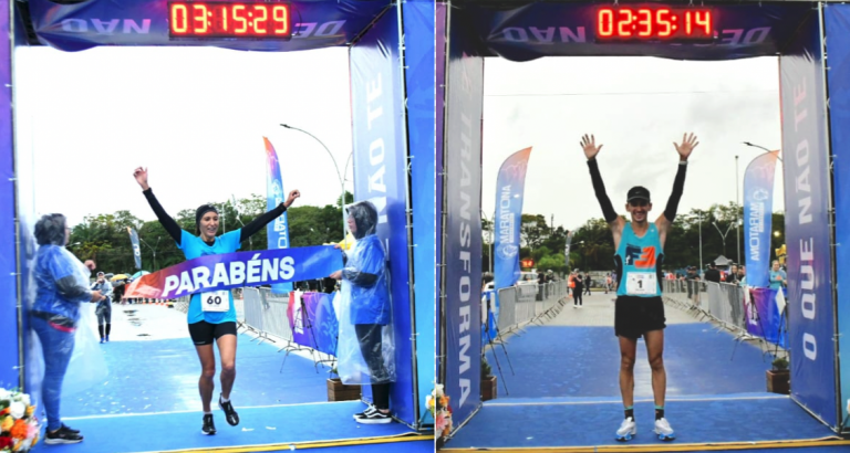#ParaTodosVerem Nas fotos, os atletas Juliana Stolarski Uavnizack e Felipe Costa, vencedores da 1ª Maratona de Tubarão