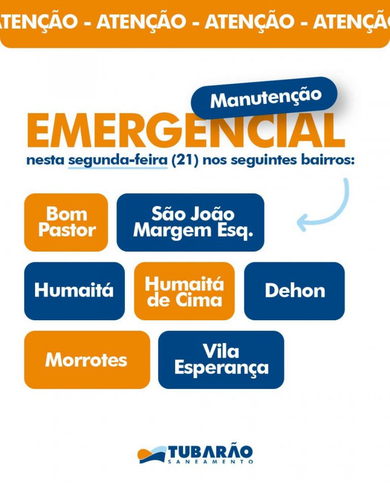 Manutenção emergencial em sete bairros nesta segunda-feira (21)