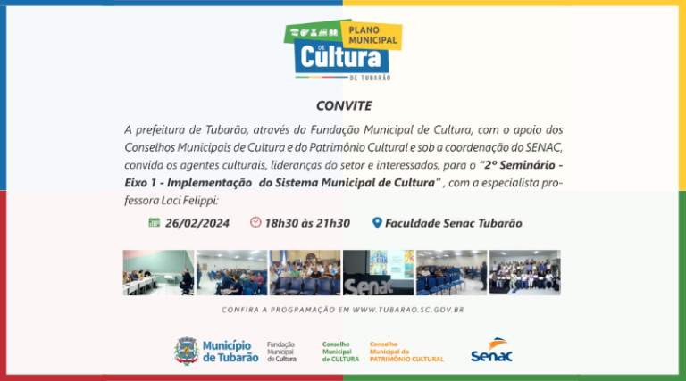 Fundação de Cultura e SENAC realizarão Seminário para o Plano Municipal de Cultura