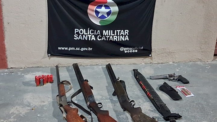 Quatro armas de fogo apreendidas em operação contra caça ilegal em Ponte Alta