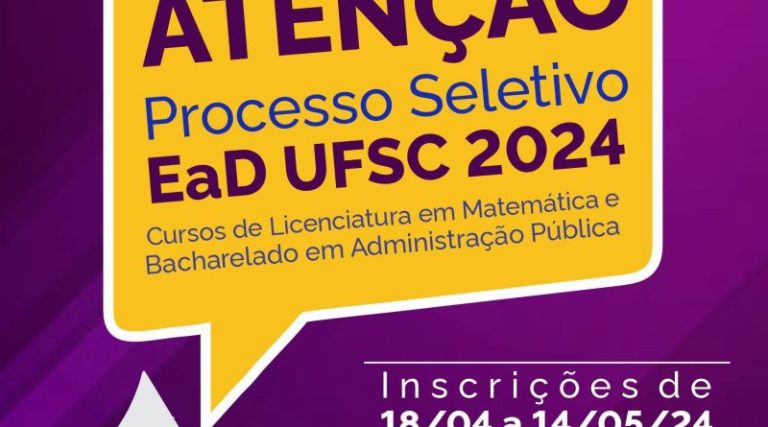 Inscrições abertas para processo seletivo EaD-UFSC 2024 no polo de Laguna