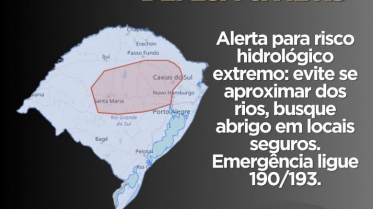 Alerta: Defesa Civil do RS divulga risco hidrológico extremo em diversas regiões