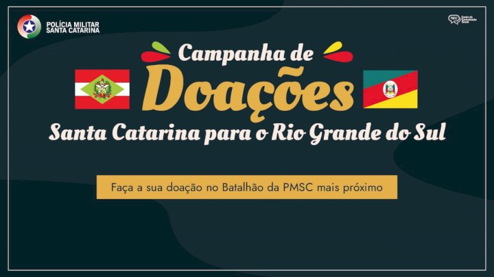 PMSC recebe doações para vítimas das chuvas no Rio Grande do Sul